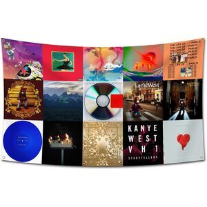 💿 Kanye West Album Cover Collage Flag 3x5 ft Tapestry Music Merch Dorm